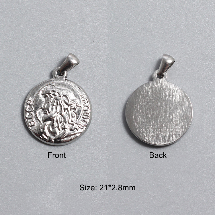 Titanium Stainless Steel Charm Sovereign Religions Coin Silver