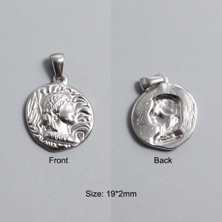 Titanium Stainless Steel Charm Sovereign Religions Coin Silver