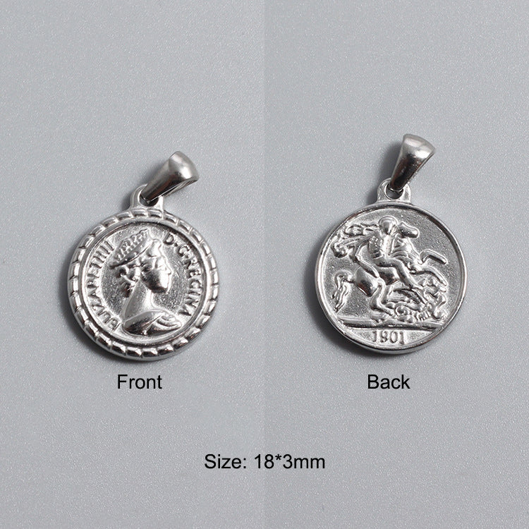 Titanium Stainless Steel Charm Sovereign Religions Coin Silver