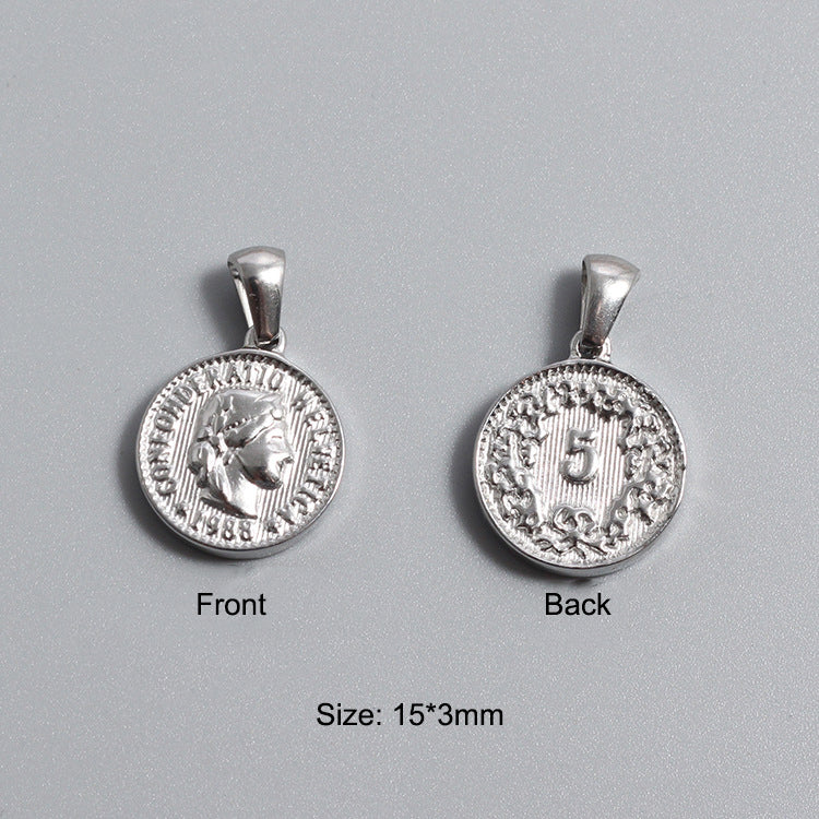 Titanium Stainless Steel Charm Sovereign Religions Coin Silver