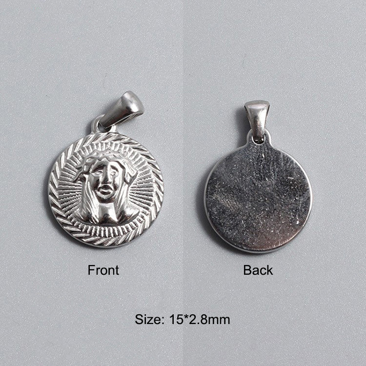 Titanium Stainless Steel Charm Sovereign Religions Coin Silver