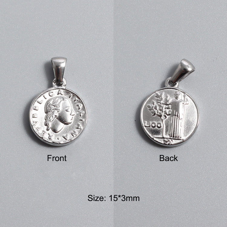 Titanium Stainless Steel Charm Sovereign Religions Coin Silver