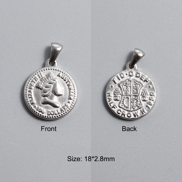 Titanium Stainless Steel Charm Sovereign Religions Coin Silver