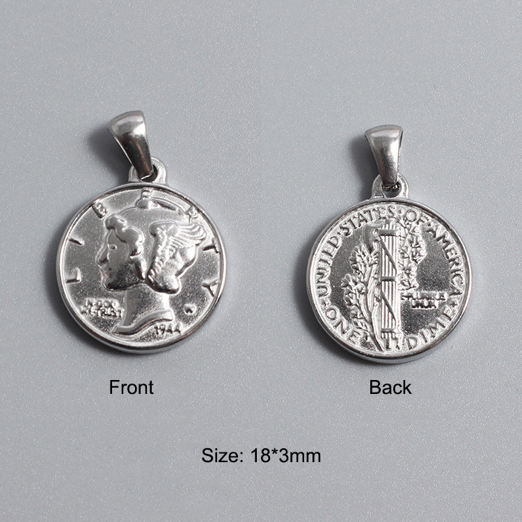 Titanium Stainless Steel Charm Sovereign Religions Coin Silver