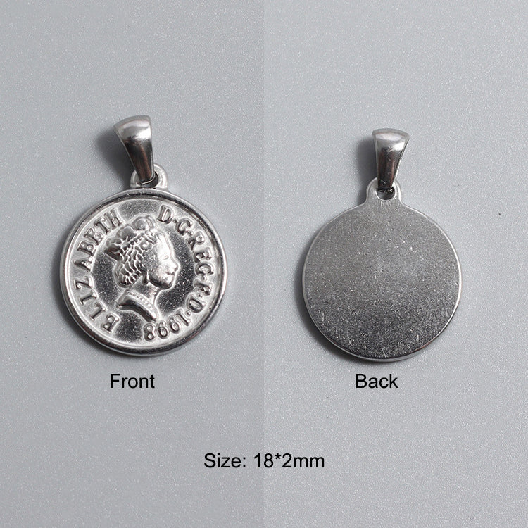 Titanium Stainless Steel Charm Sovereign Religions Coin Silver