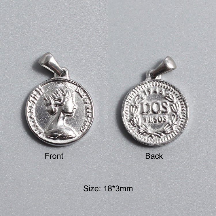 Titanium Stainless Steel Charm Sovereign Religions Coin Silver