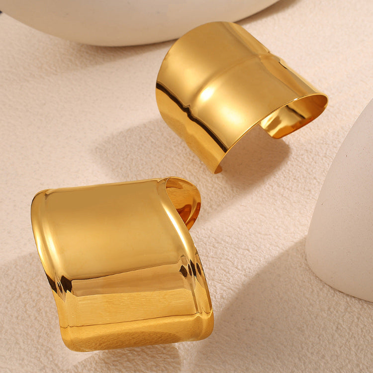 Golding plating stainless steel cuff bangle bracelets，design in curves