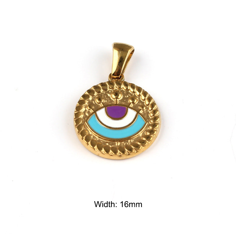 Stainless Steel Enamel Turkish Eye Charm Gold