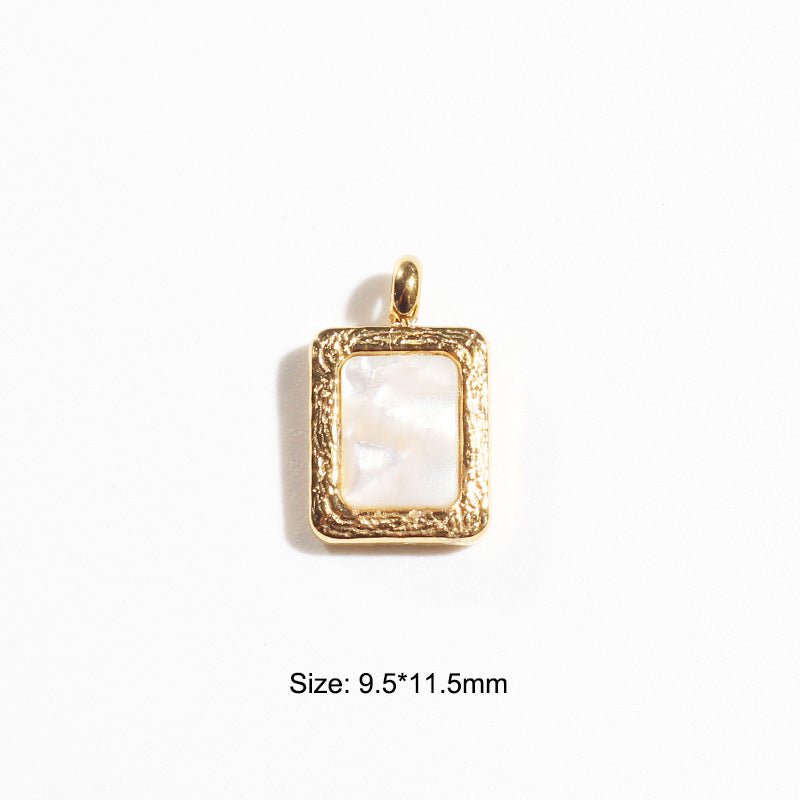 Stainless Steel Embeded Mother-Of-Pearl Charm Gold