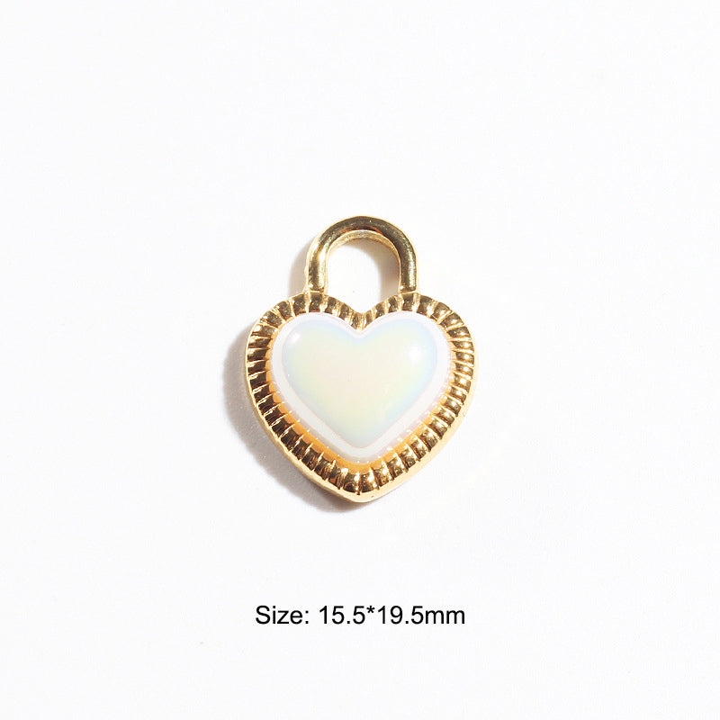 Stainless Steel Embeded Mother-Of-Pearl Charm Gold