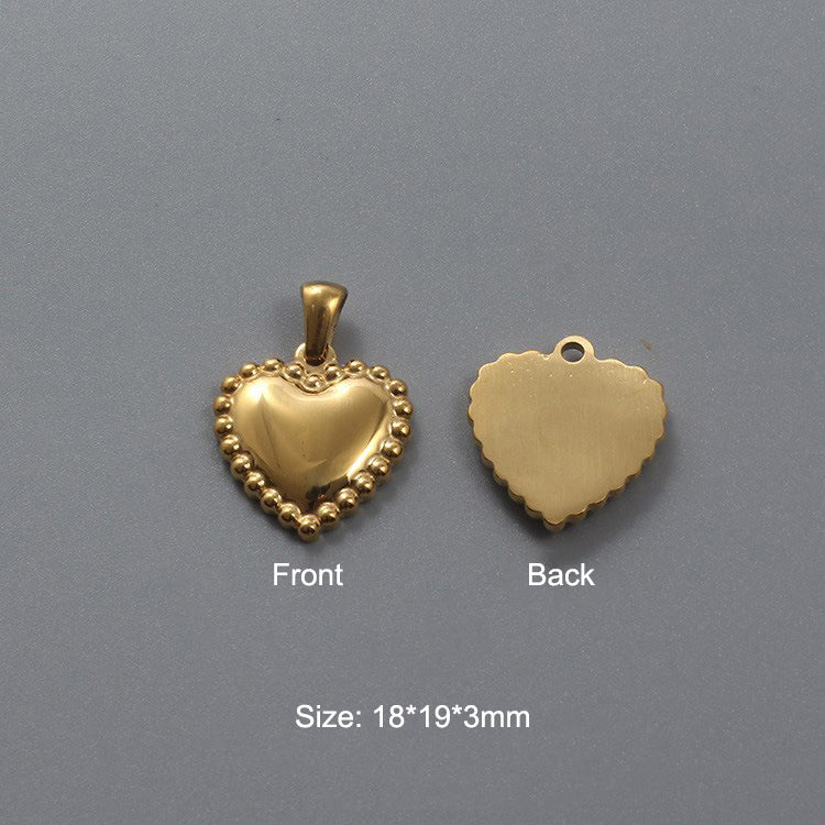 Stainless Steel Hydraulic Peach Heart Charm Gold