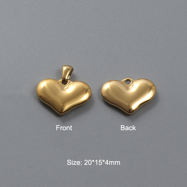 Stainless Steel Hydraulic Peach Heart Charm Gold