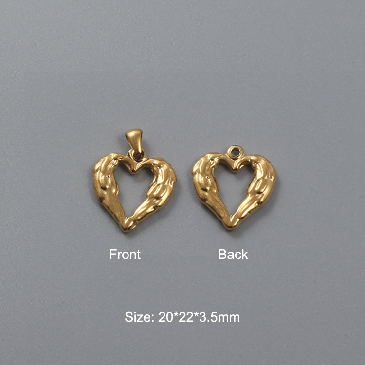 Stainless Steel Hydraulic Peach Heart Charm Gold