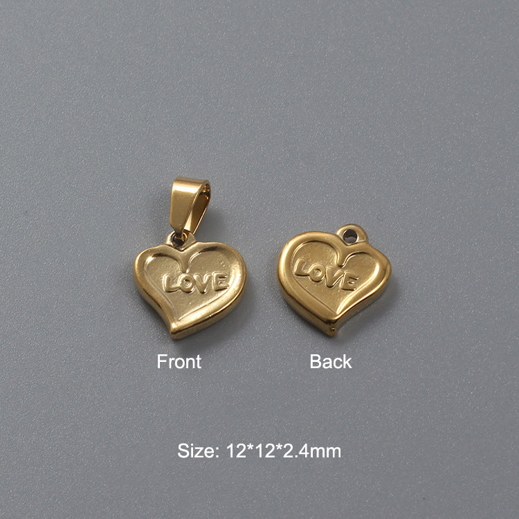 Stainless Steel Hydraulic Peach Heart Charm Gold