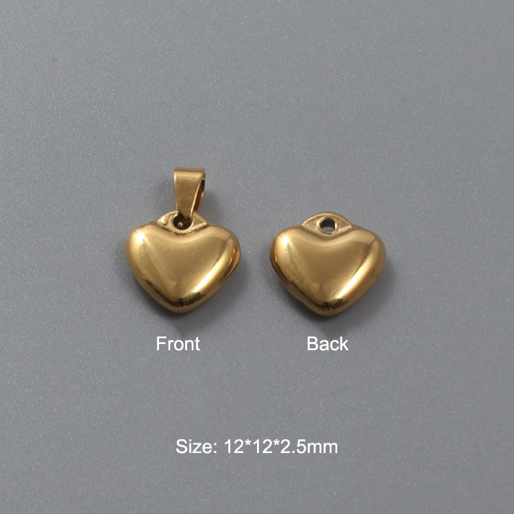 Stainless Steel Hydraulic Peach Heart Charm Gold