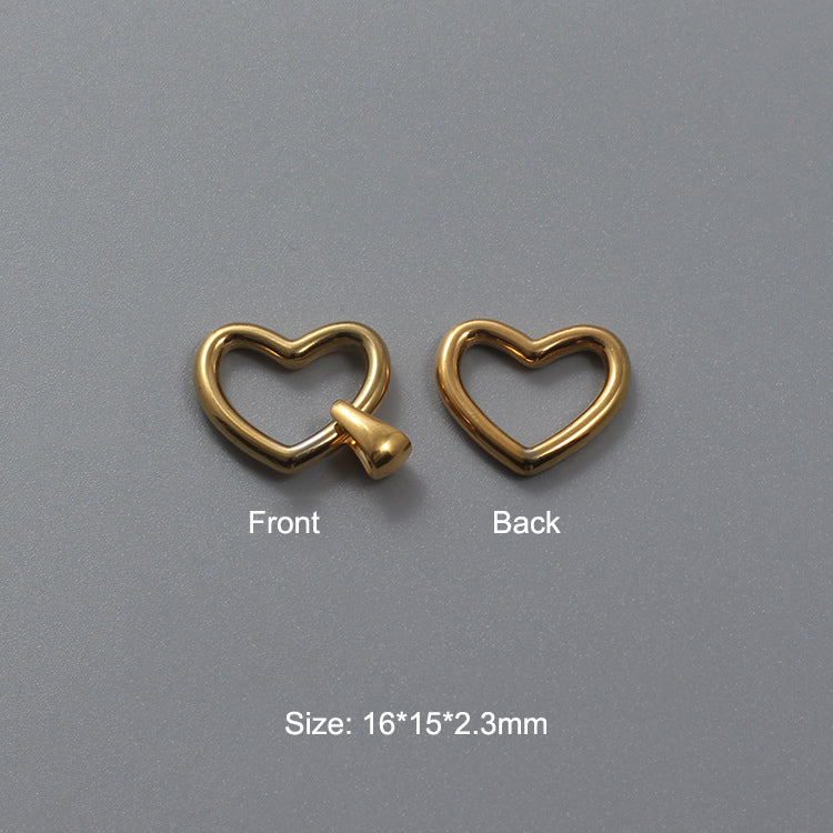 Stainless Steel Hydraulic Peach Heart Charm Gold