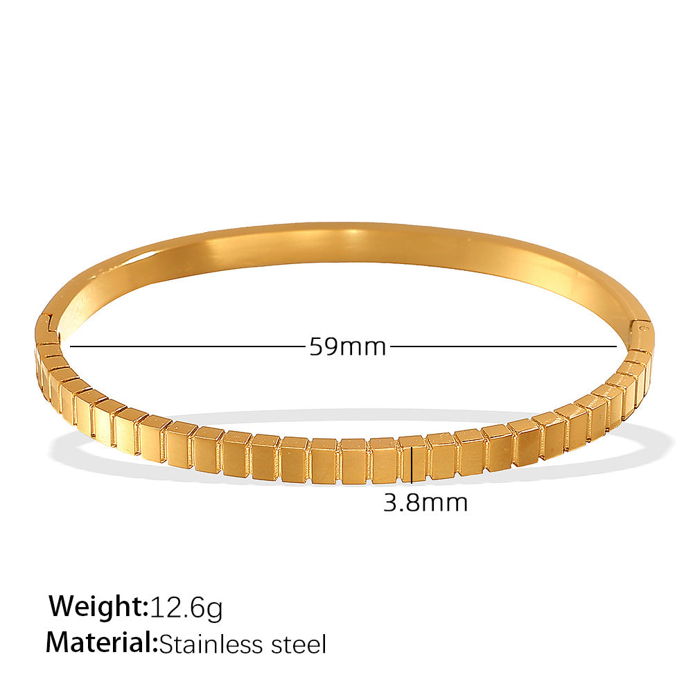 Stainless Steel Zirconias Cube Bangle