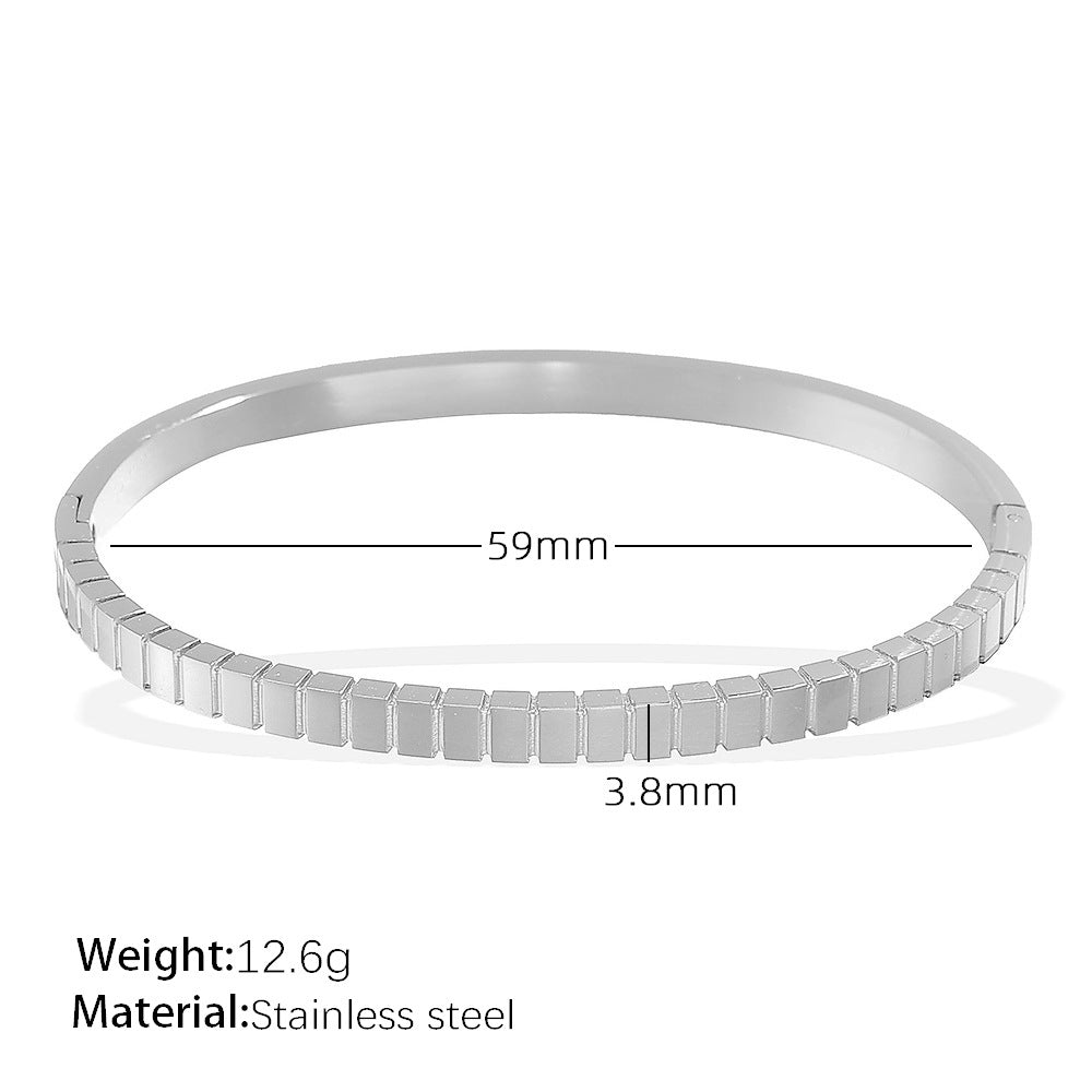 Stainless Steel Zirconias Cube Bangle