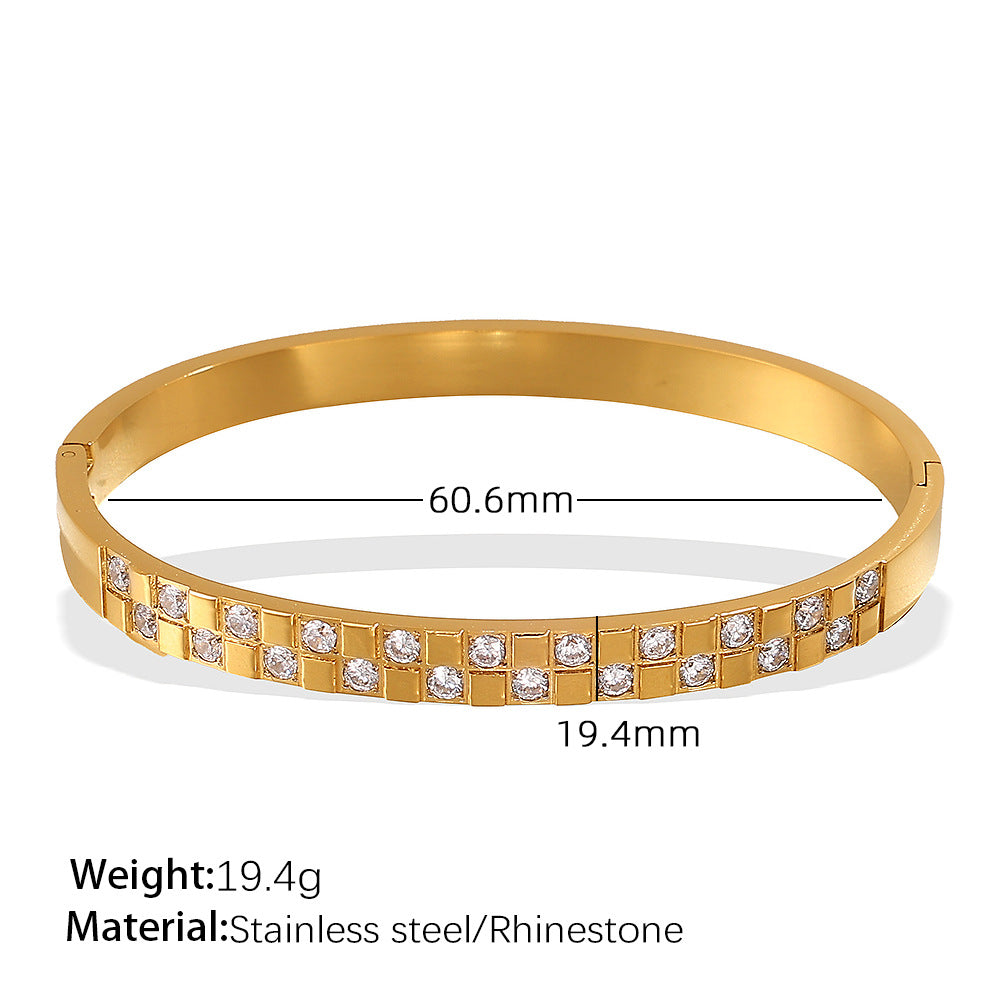 Stainless Steel Zirconias Cube Bangle