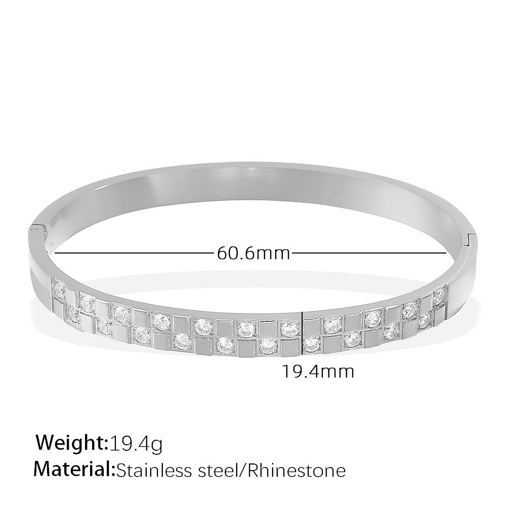 Stainless Steel Zirconias Cube Bangle