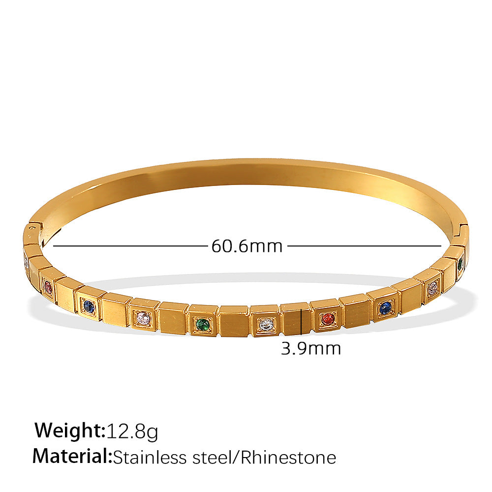 Stainless Steel Zirconias Cube Bangle