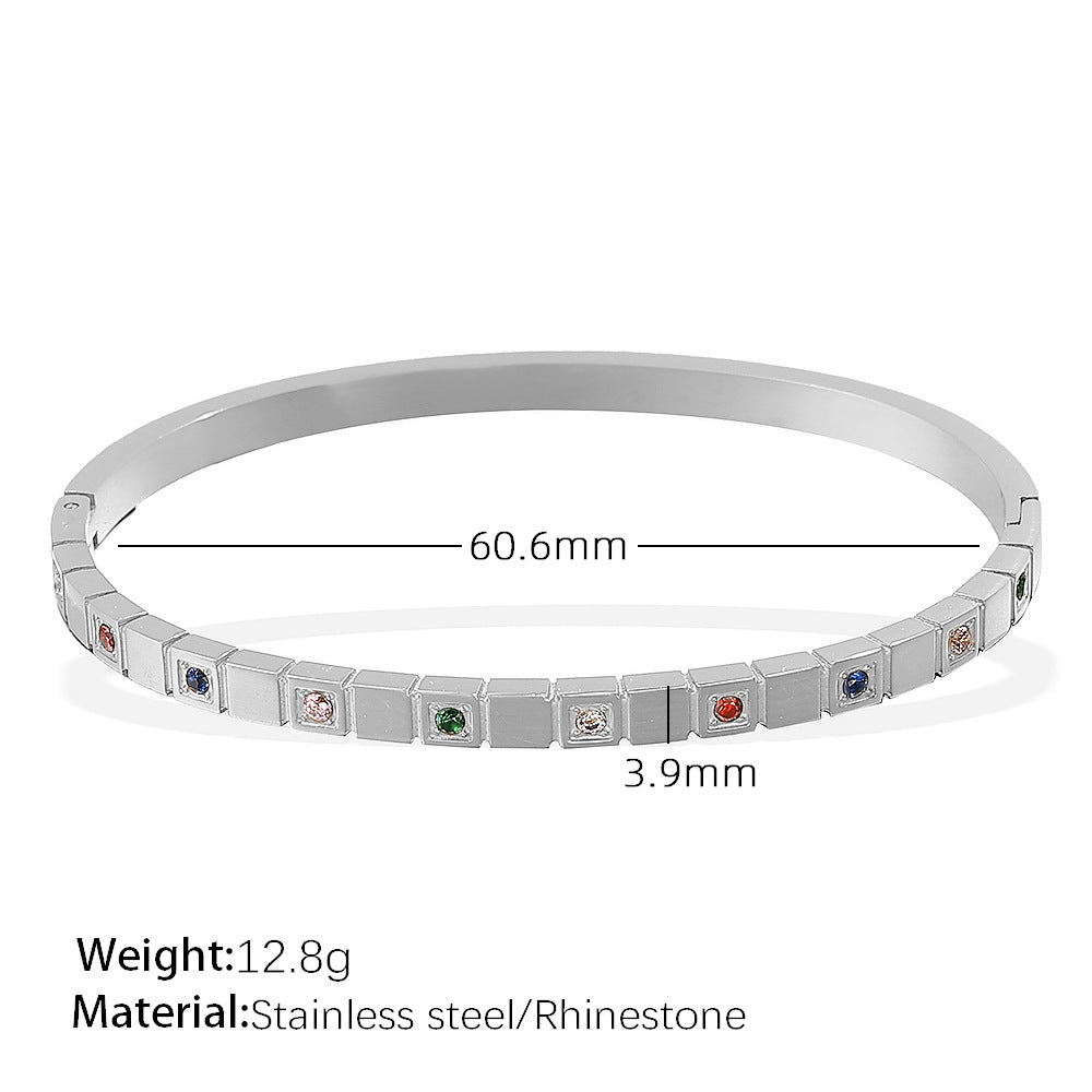 Stainless Steel Zirconias Cube Bangle