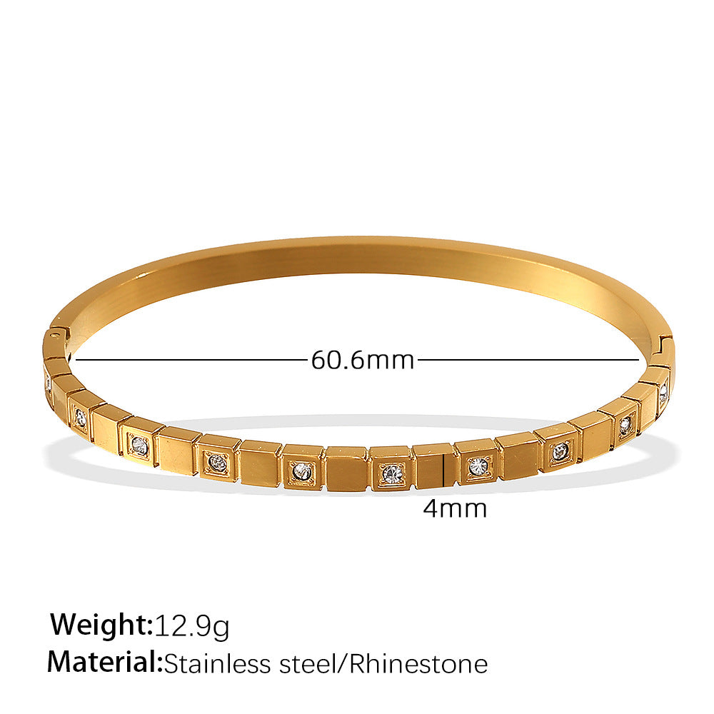 Stainless Steel Zirconias Cube Bangle