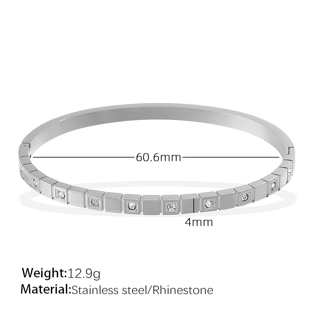 Stainless Steel Zirconias Cube Bangle