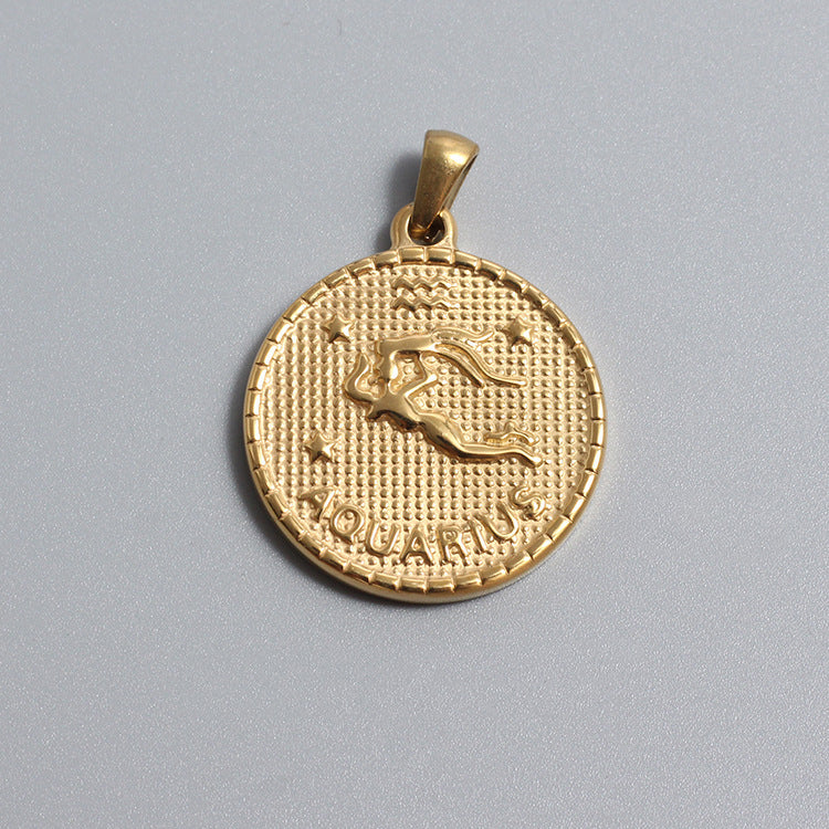 Stainless Steel Zodiac Charms Gold Silver
