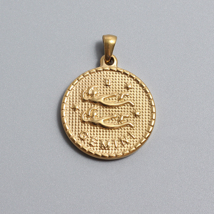 Stainless Steel Zodiac Charms Gold Silver