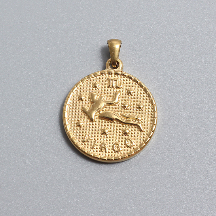 Stainless Steel Zodiac Charms Gold Silver