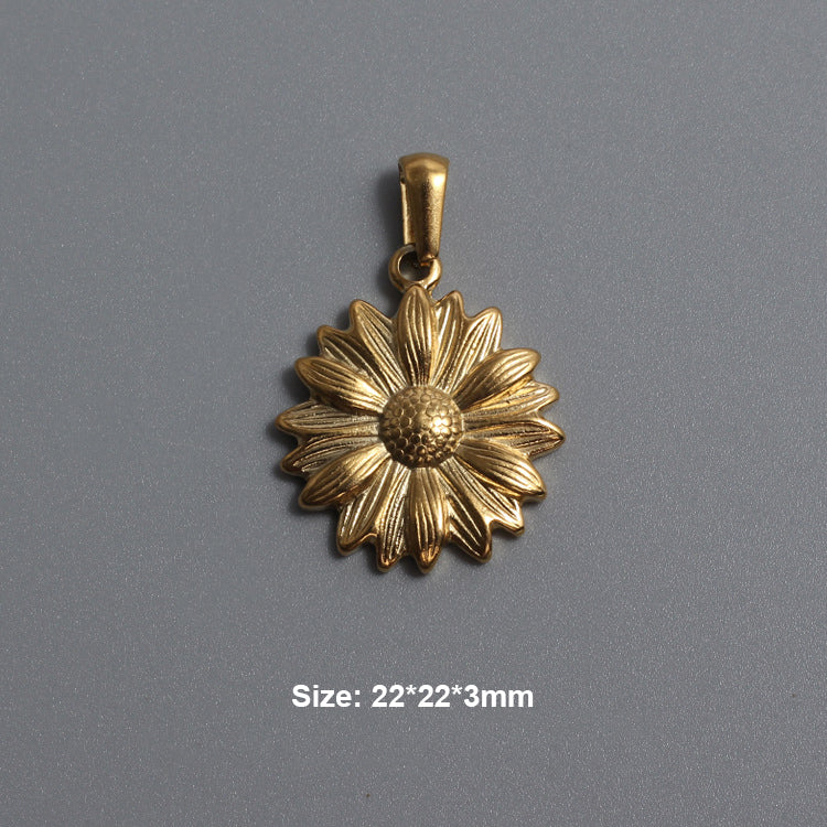 A gold plating sunflower design stainless steel charm