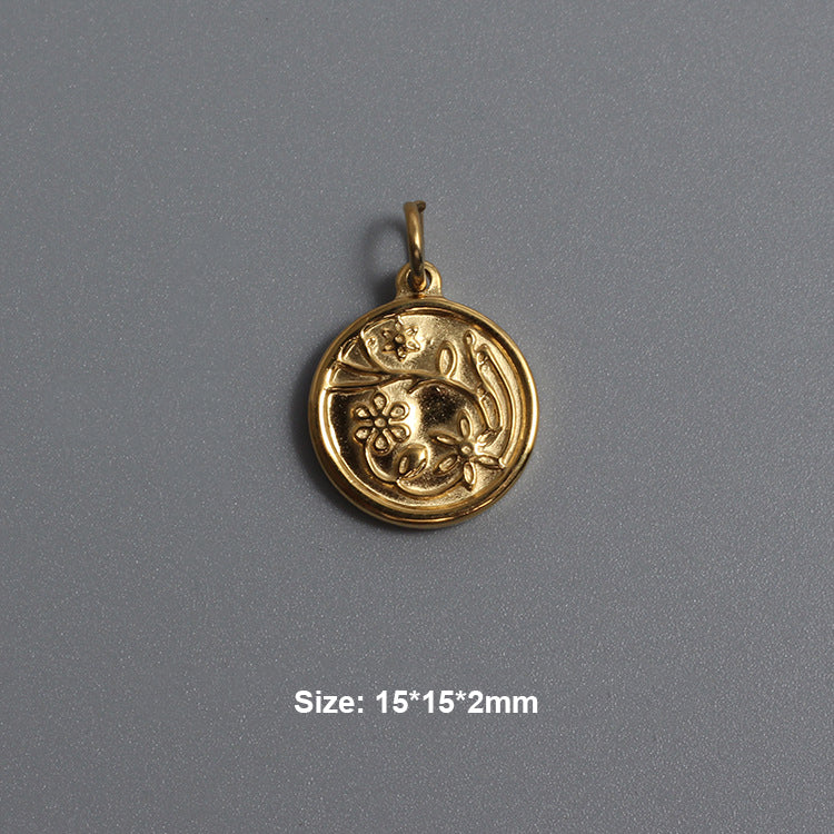 A gold plating wild flowers design stainless steel charm