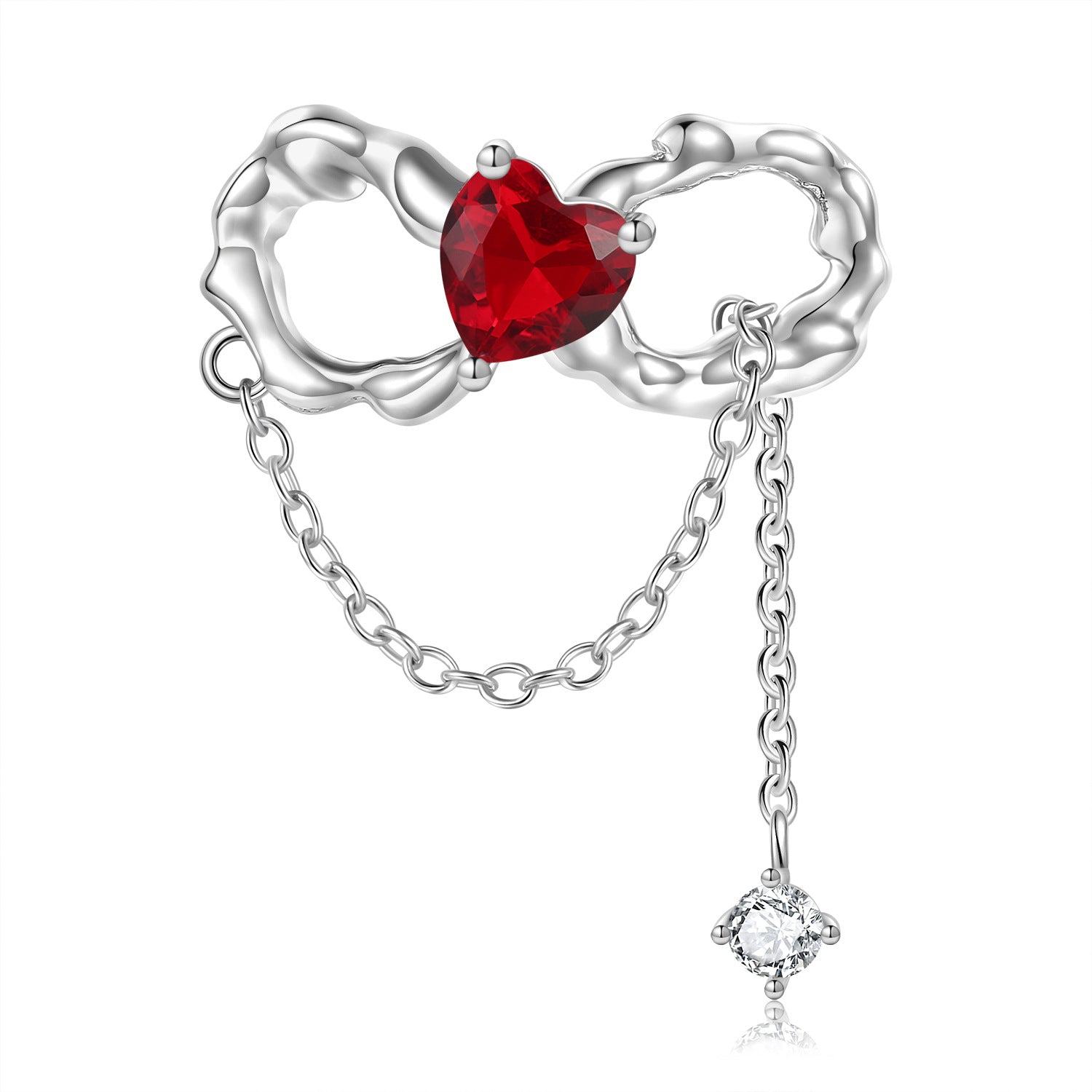 Sterling Silver Heart And Bow Birthstone Charm