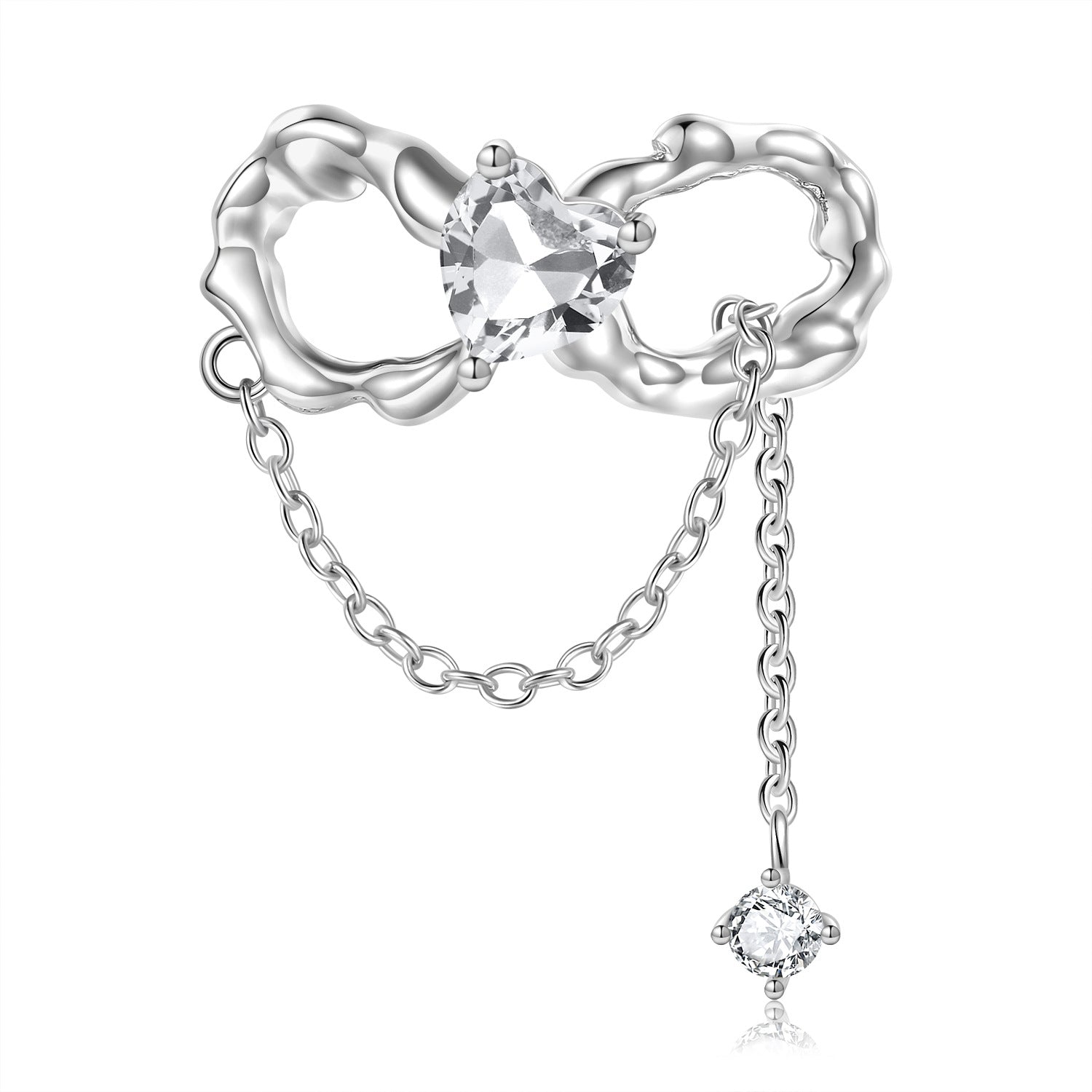 Sterling Silver Heart And Bow Birthstone Charm