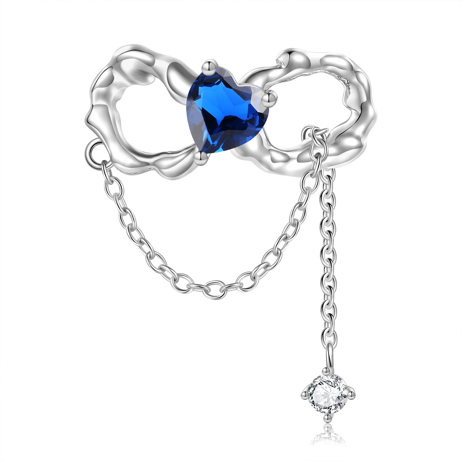 Sterling Silver Heart And Bow Birthstone Charm
