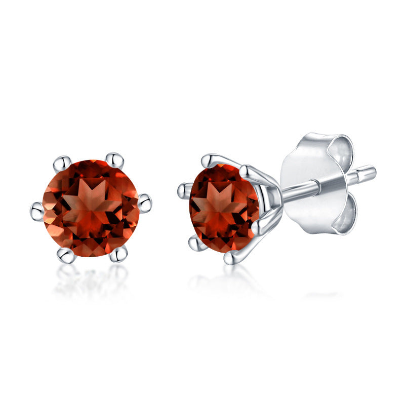 Sterling Silver Natural Gemstone Topaz Amethyst Stud Earrings