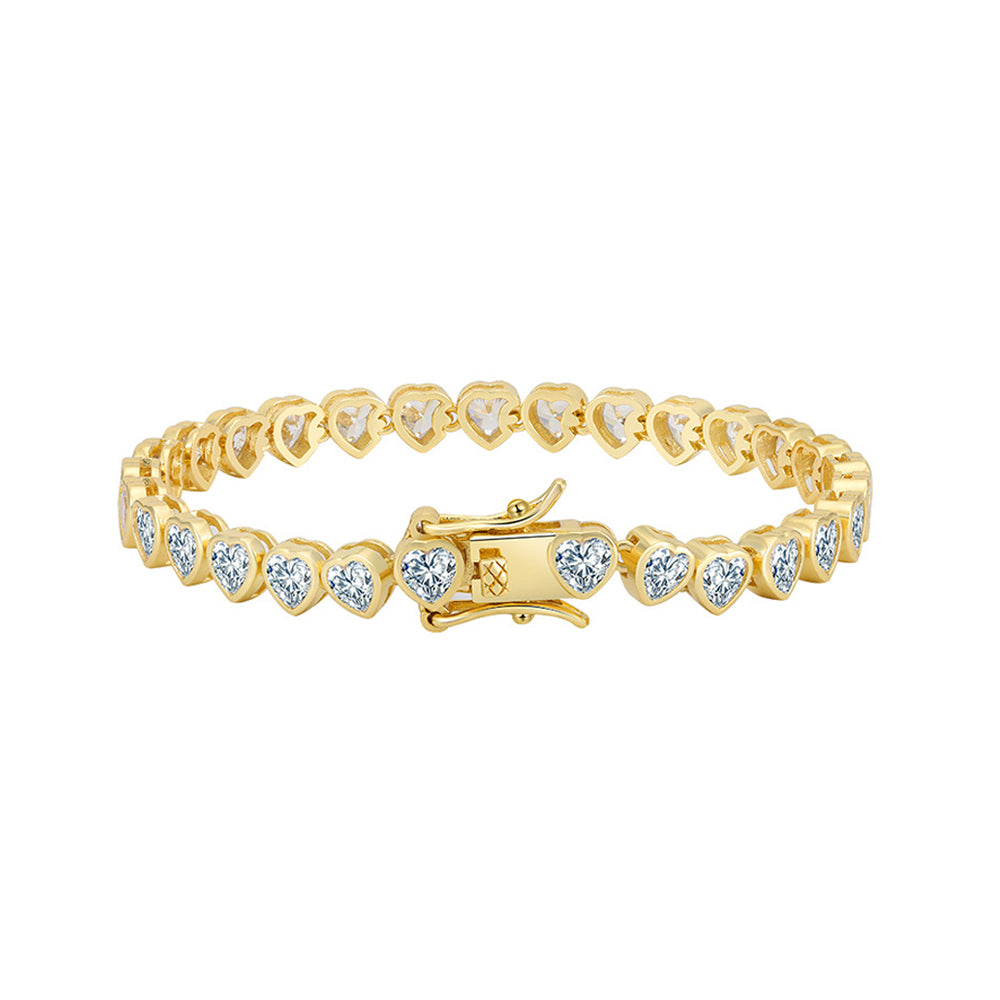 Sterling Silver Heart Tennis Bracelet