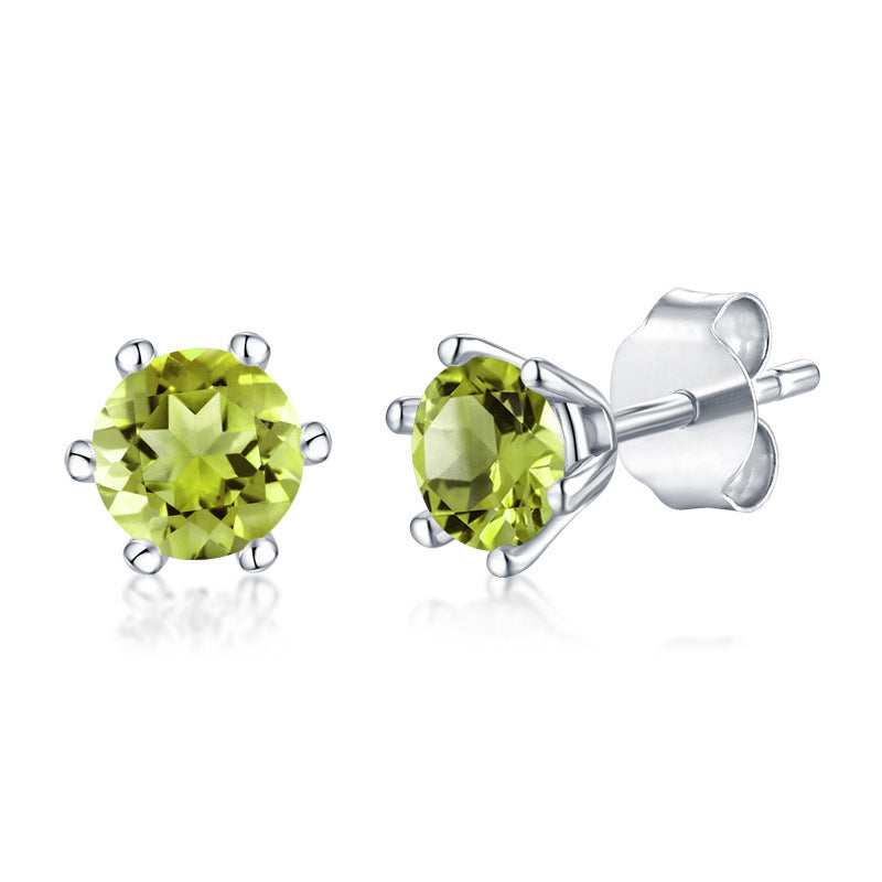 Sterling Silver Natural Gemstone Topaz Amethyst Stud Earrings