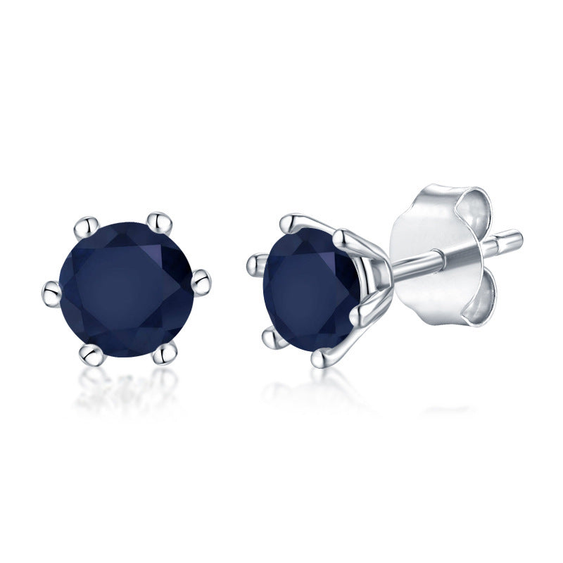 Sterling Silver Natural Gemstone Topaz Amethyst Stud Earrings