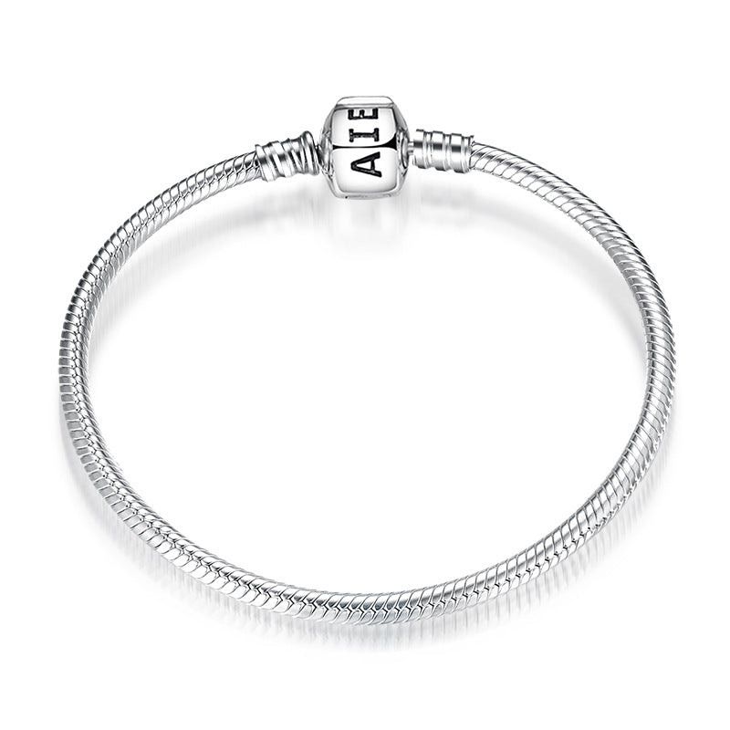 A sterling silver written AIE snake chain bracelet