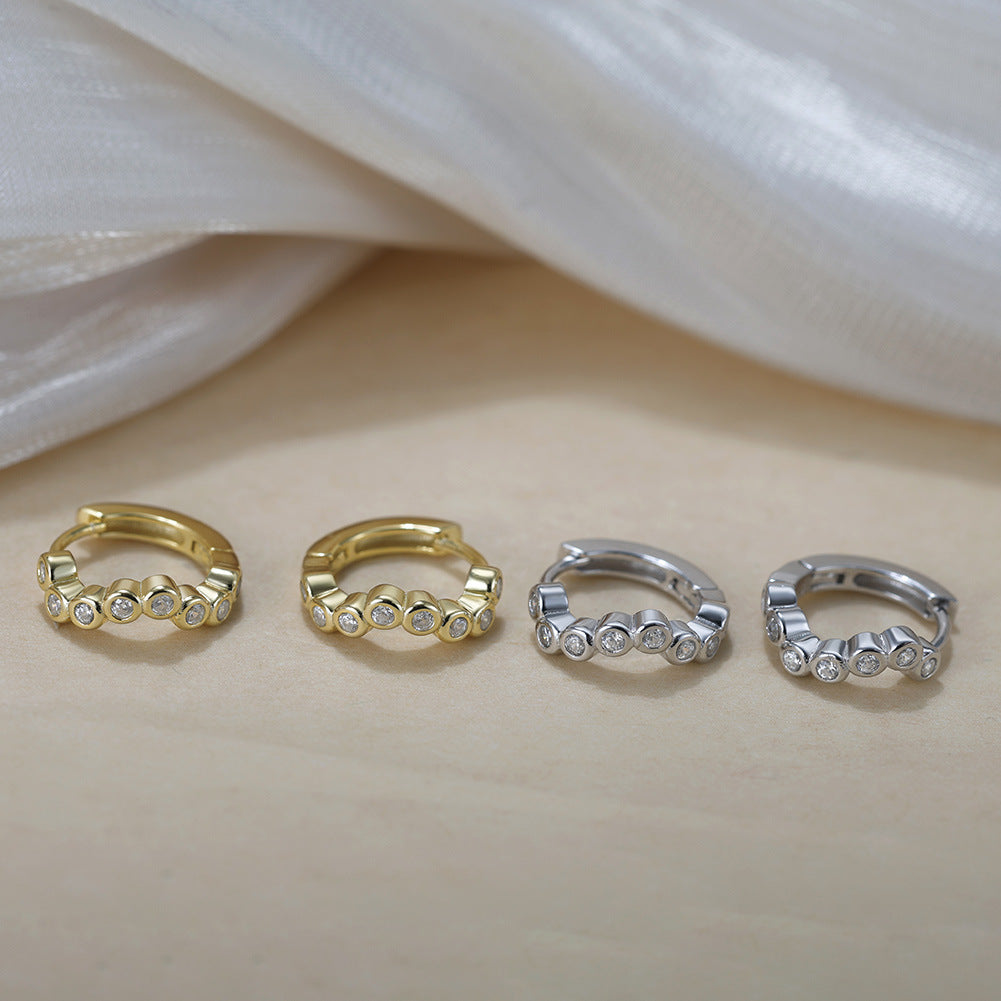 Sterling Silver Bending Bezel Huggie Earrings
