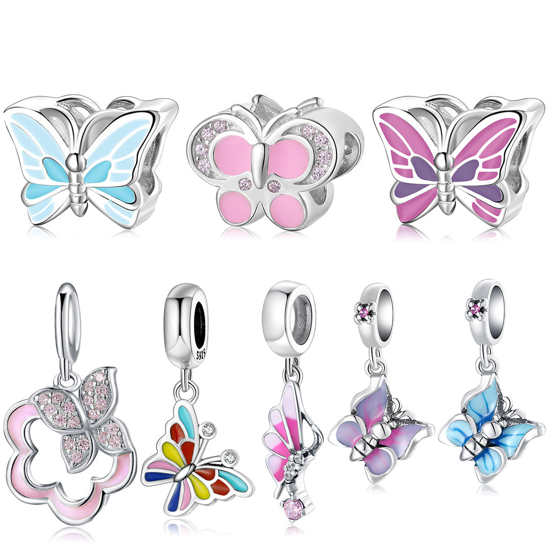 Colored sterling silver enamel charms for DIY bracelet