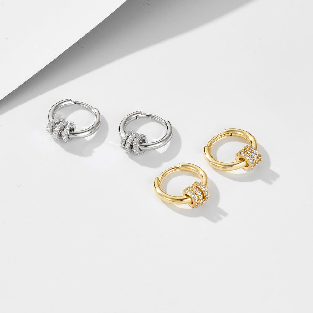 Sterling Silver Circle Charms Huggie Earrings