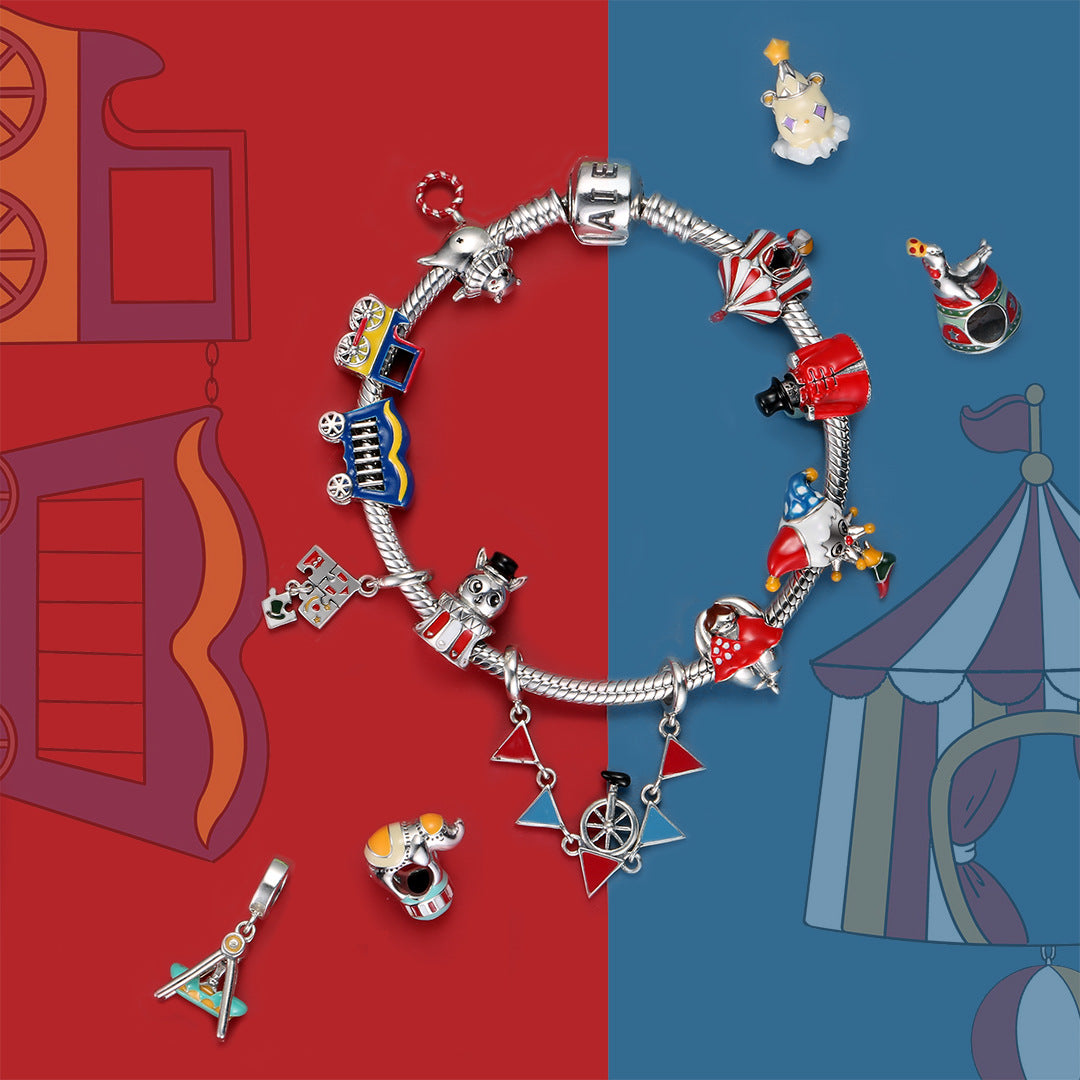 Sterling Silver Circus Colorful Enamel Charms
