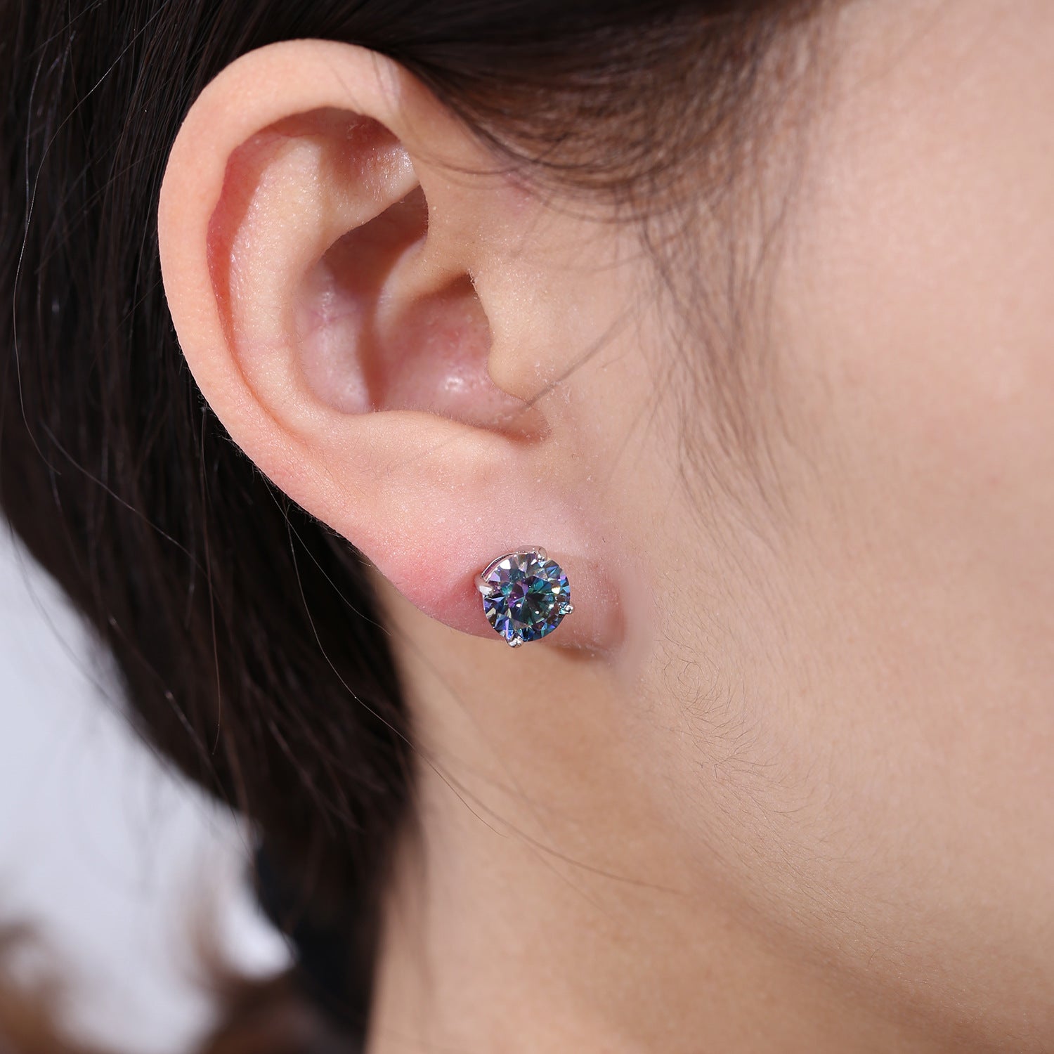Sterling Silver Colorful Moissanite Stud Earrings