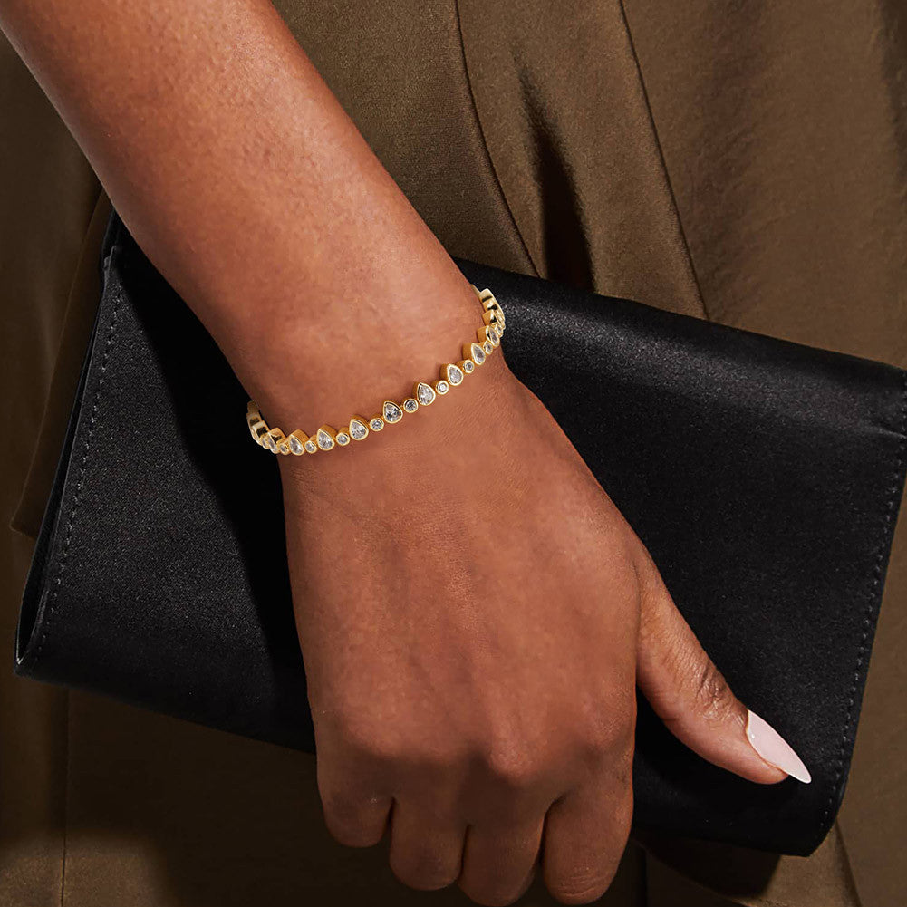 Sterling Silver Drop And Round Tennis Bracelet