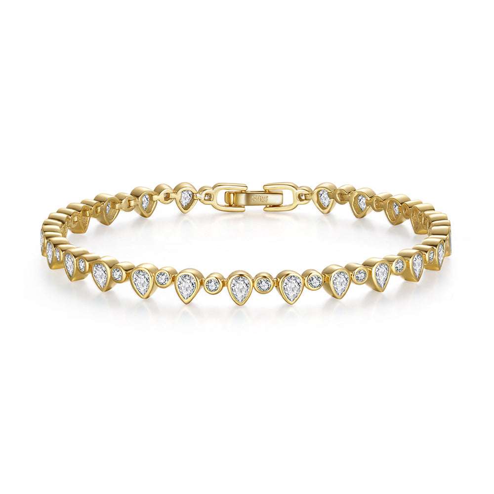 Sterling Silver Drop And Round Tennis Bracelet
