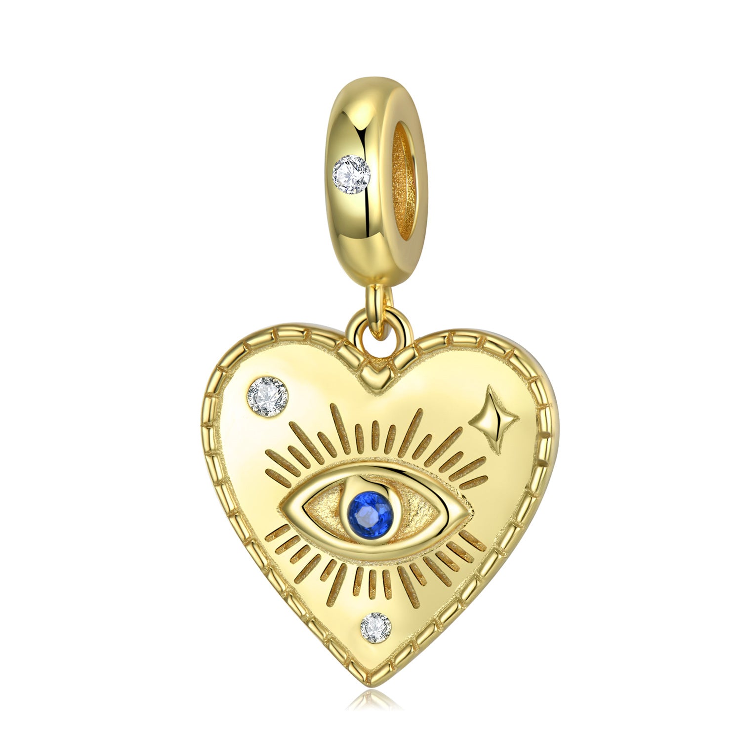 Sterling Silver Evil Eye Heart Charm
