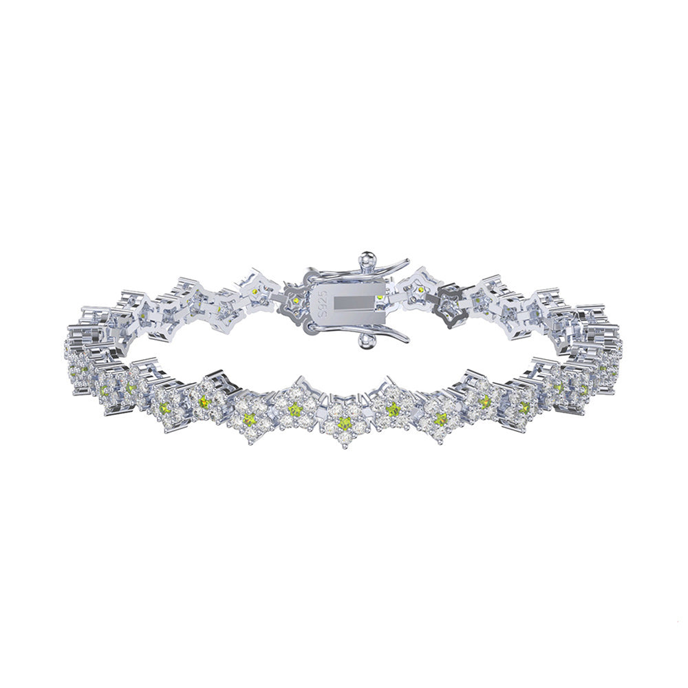 Sterling Silver Flower Tennis Bracelet